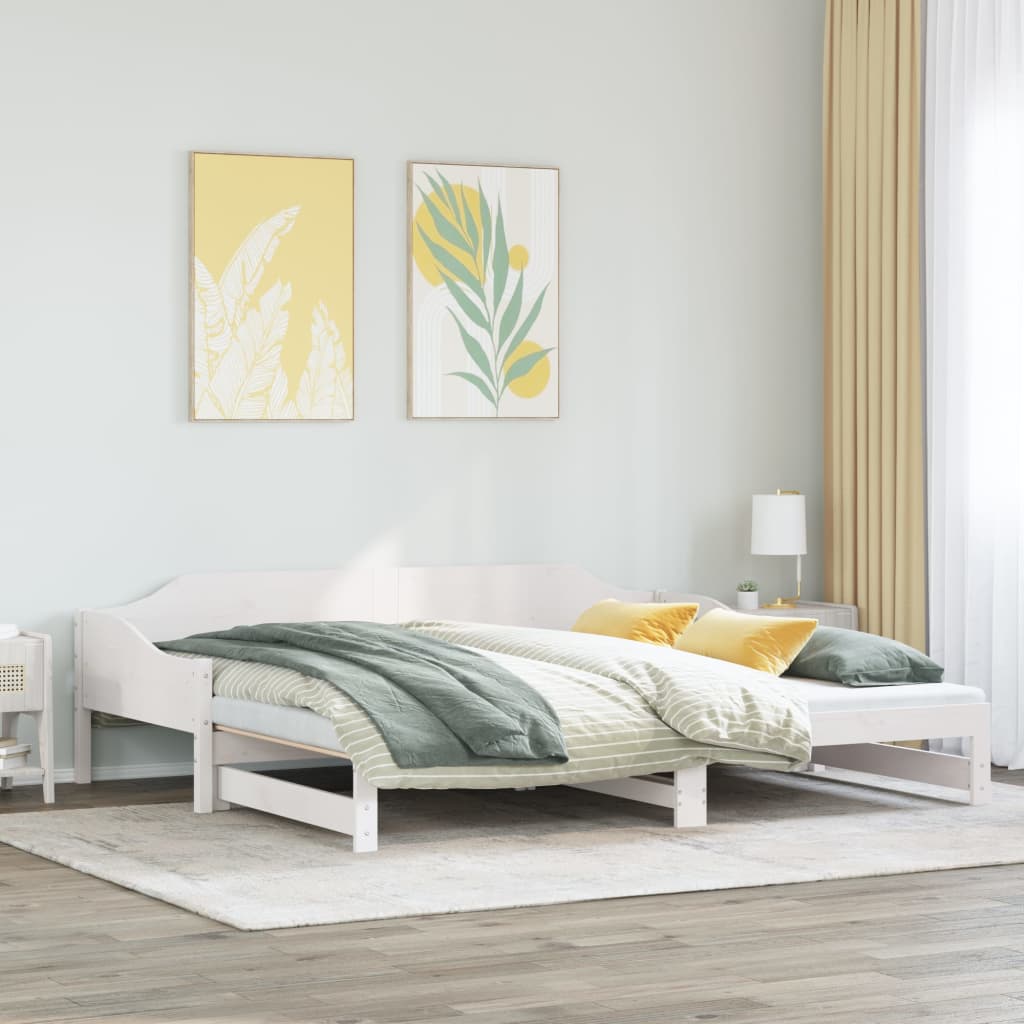 vidaXL Vuodesohva rullilla valkoinen 80x200 cm täysi mänty
