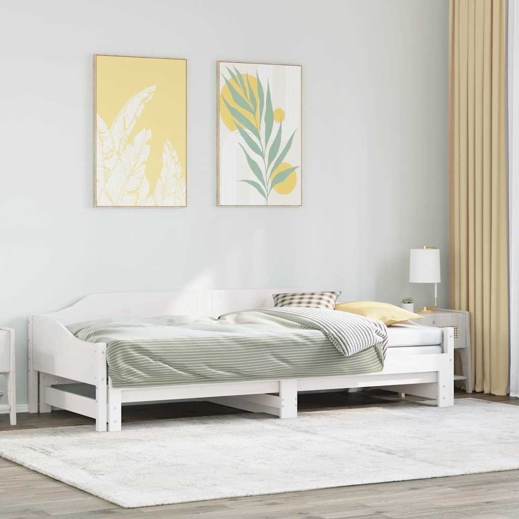 vidaXL Vuodesohva rullilla valkoinen 80x200 cm täysi mänty