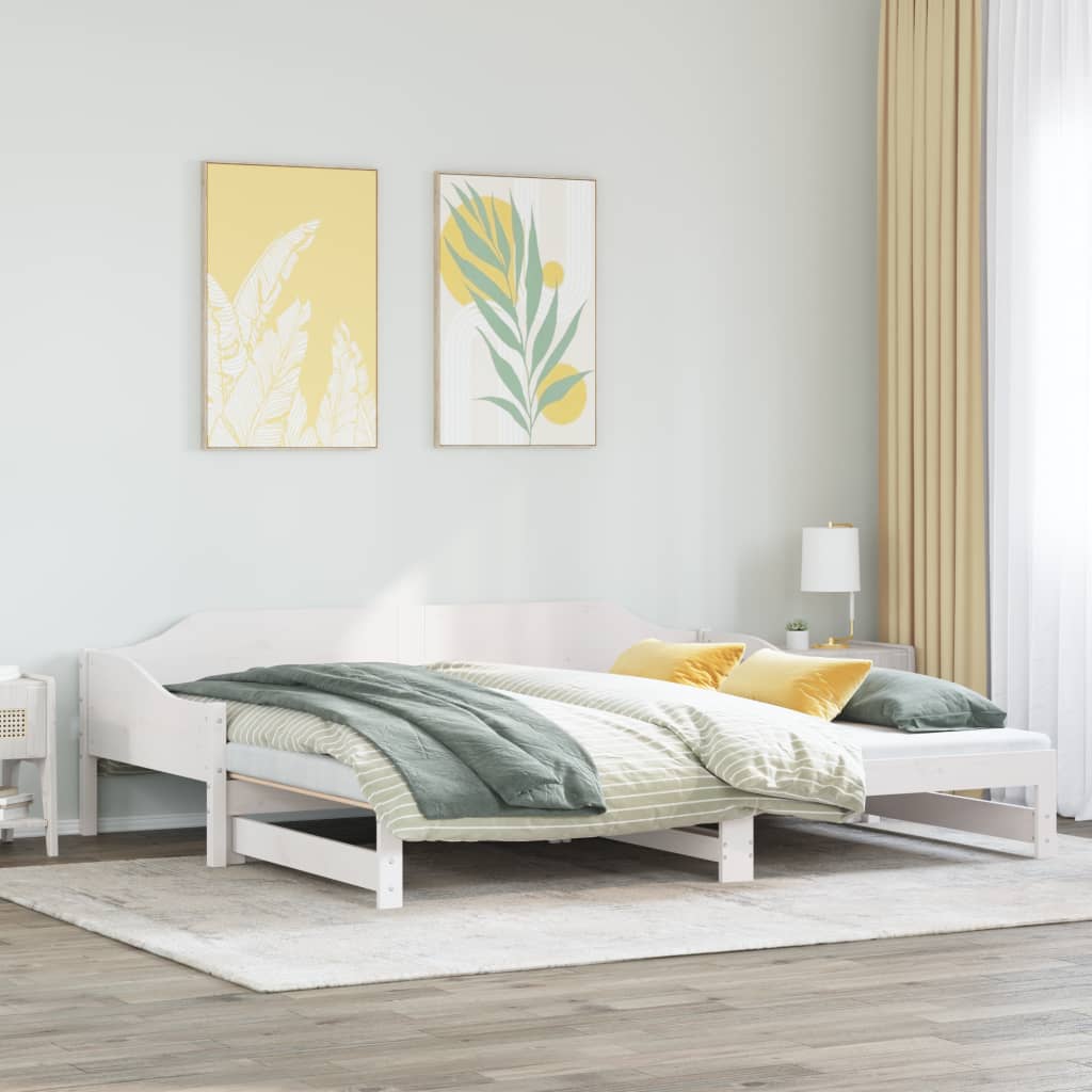 vidaXL Vuodesohva rullilla valkoinen 90x200 cm täysi mänty