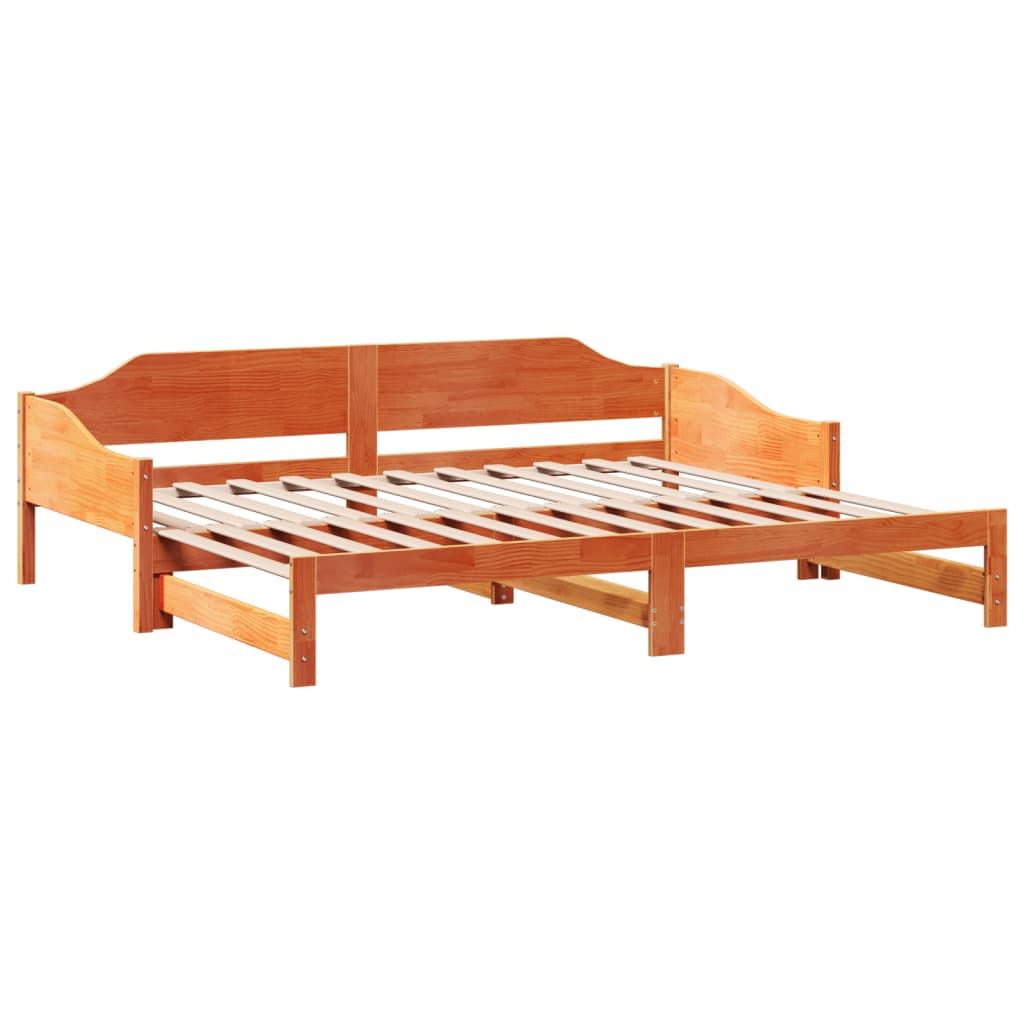 vidaXL Vuodesohva rullilla vahanruskea 90x200 cm täysi mänty