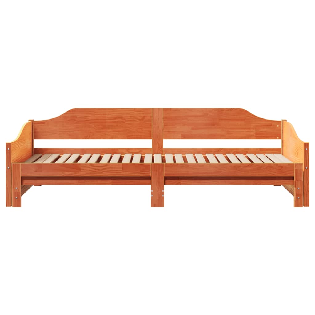 vidaXL Vuodesohva rullilla vahanruskea 90x200 cm täysi mänty