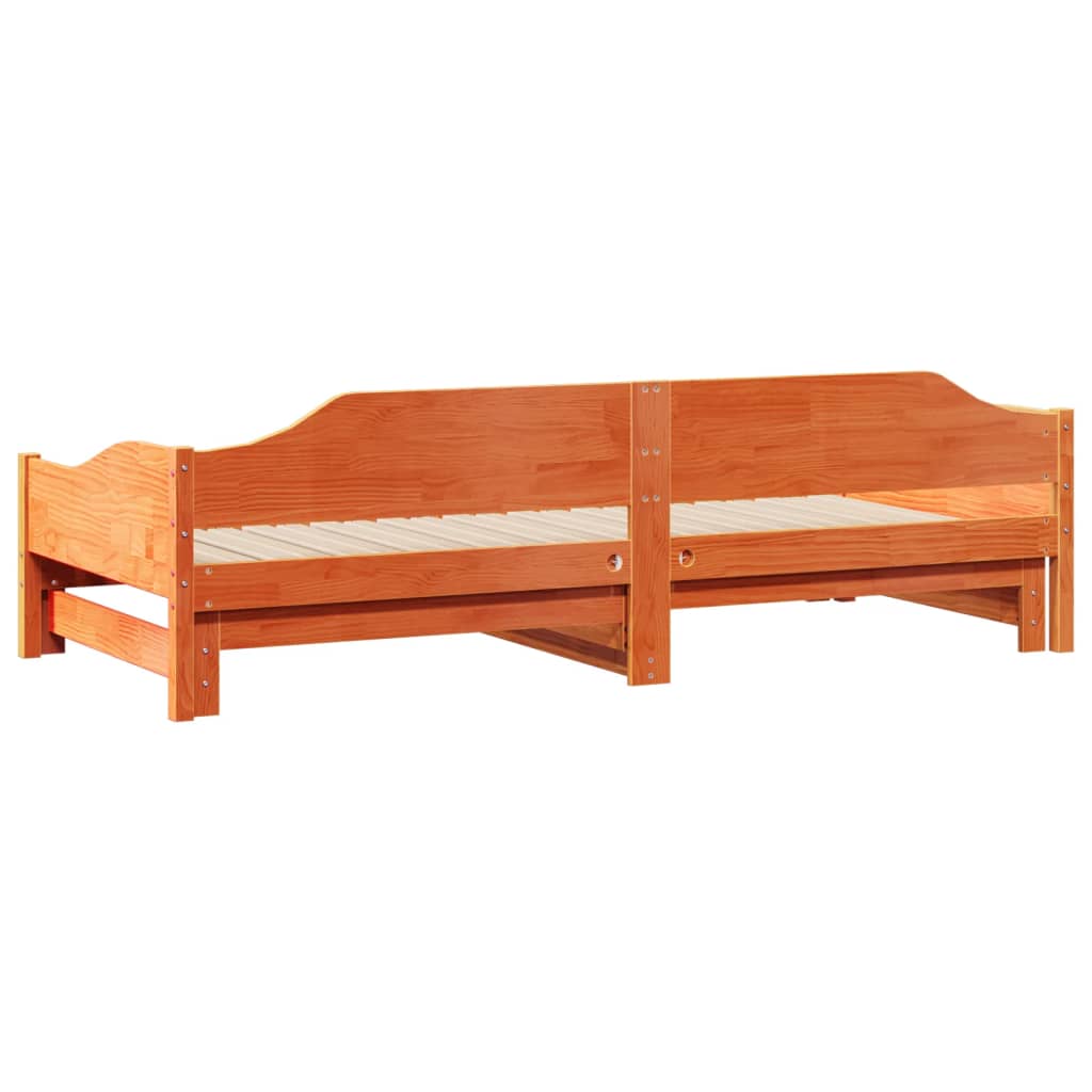 vidaXL Vuodesohva rullilla vahanruskea 90x200 cm täysi mänty
