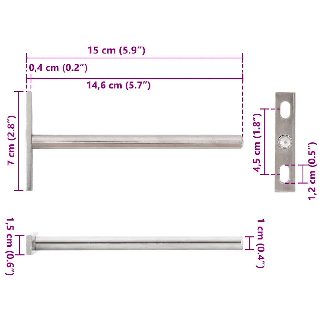 vidaXL kelluvat hyllykannattimet 12 kpl näkymätöntä Ø10x150 mm