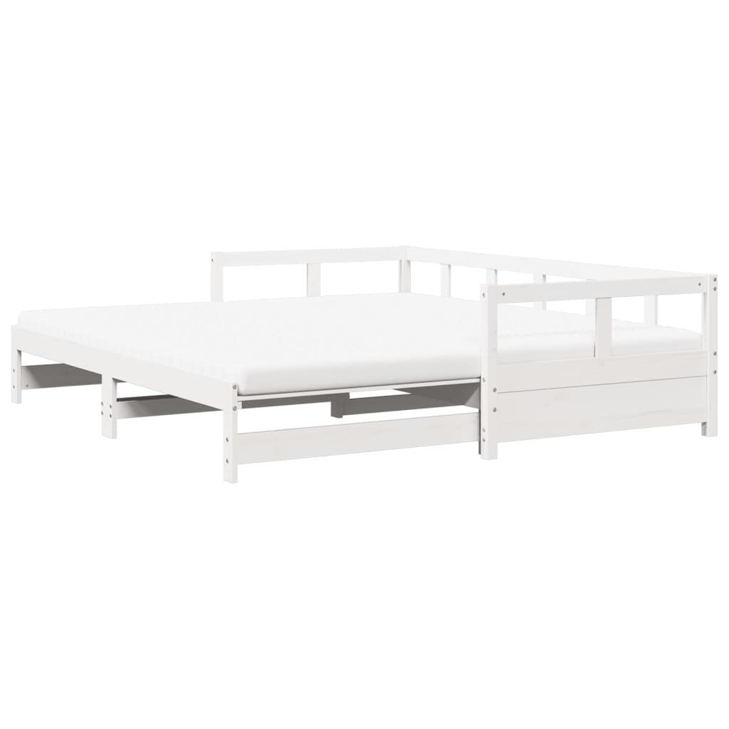 vidaXL Vuodesohva rullilla ja patjoilla valk. 90x200 cm täysi mänty
