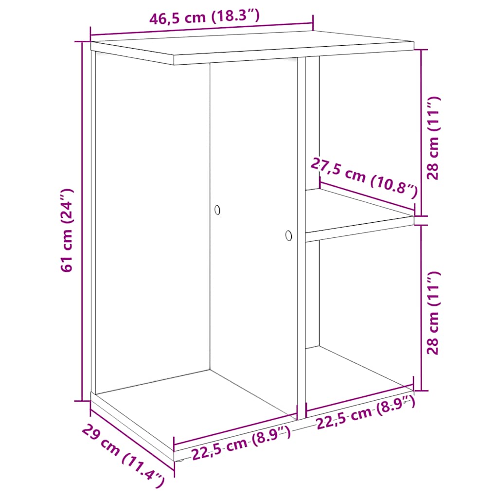 vidaXL Yöpöydät 2 kpl valkoinen 46,5x29x61 cm tekninen puu