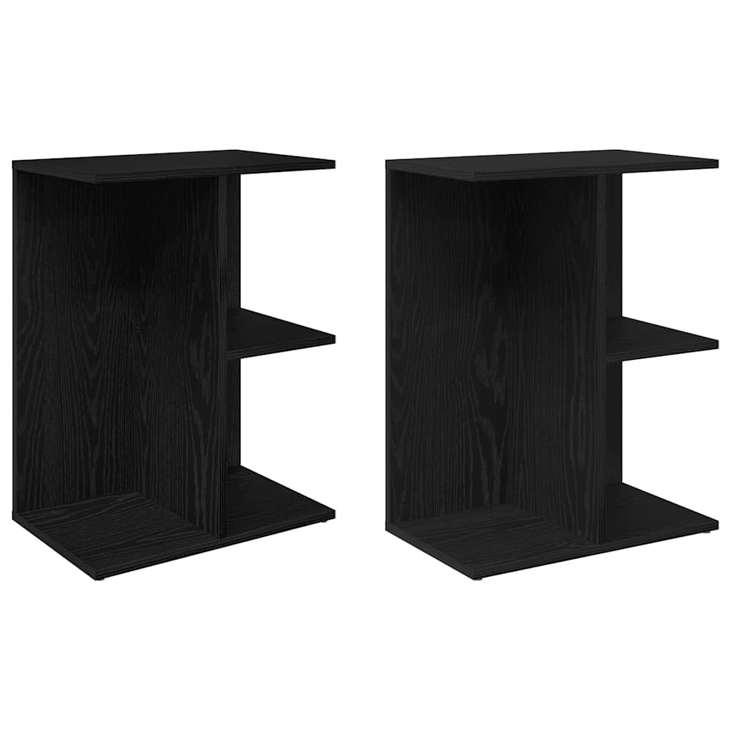 vidaXL Yöpöydät 2 kpl musta tammi 46,5x29x61 cm tekninen puu