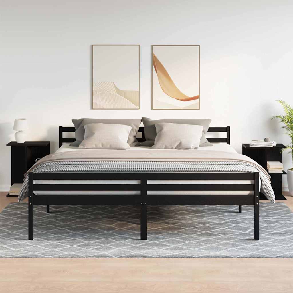 vidaXL Yöpöydät 2 kpl musta tammi 46,5x29x61 cm tekninen puu
