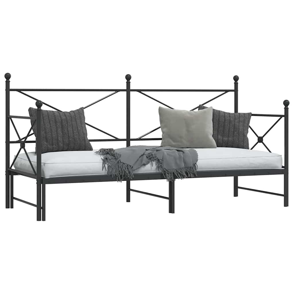vidaXL-vuodesohva vyöryllä ilman patjaa Musta 80x200 cm Teräs