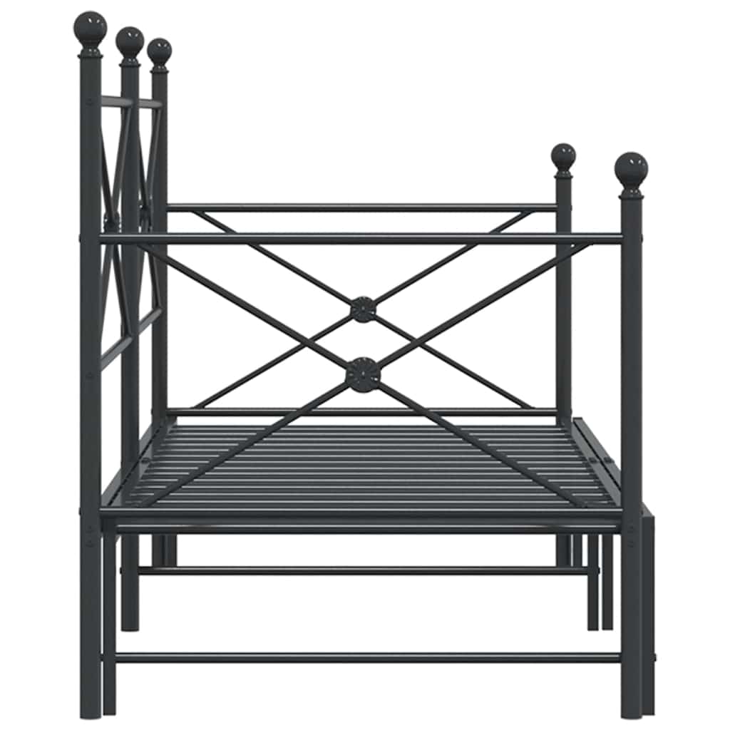 vidaXL-vuodesohva vyöryllä ilman patjaa Musta 80x200 cm Teräs