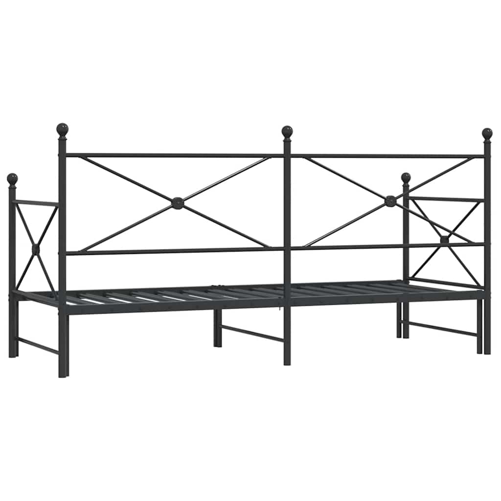vidaXL-vuodesohva vyöryllä ilman patjaa Musta 80x200 cm Teräs