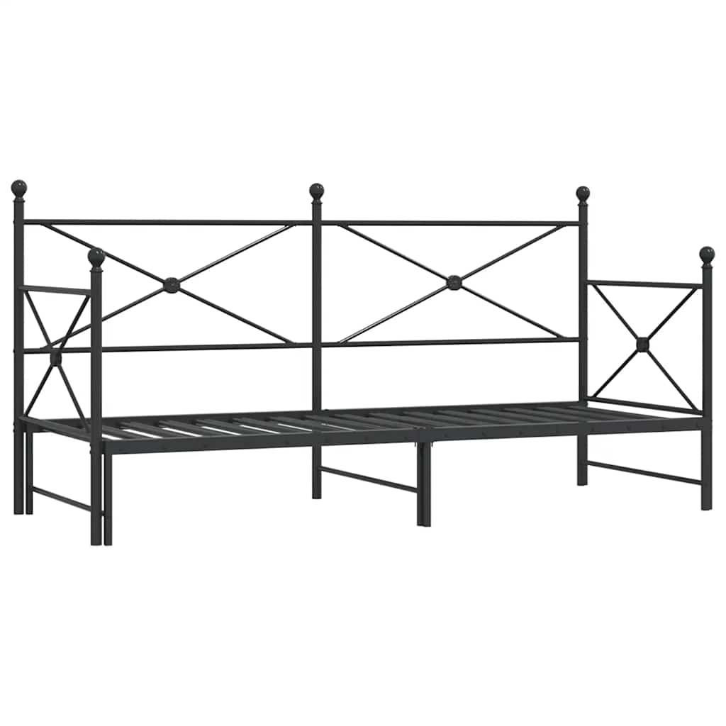vidaXL-vuodesohva vyörykkeellä ilman patjaa Musta 90x200 cm Teräs