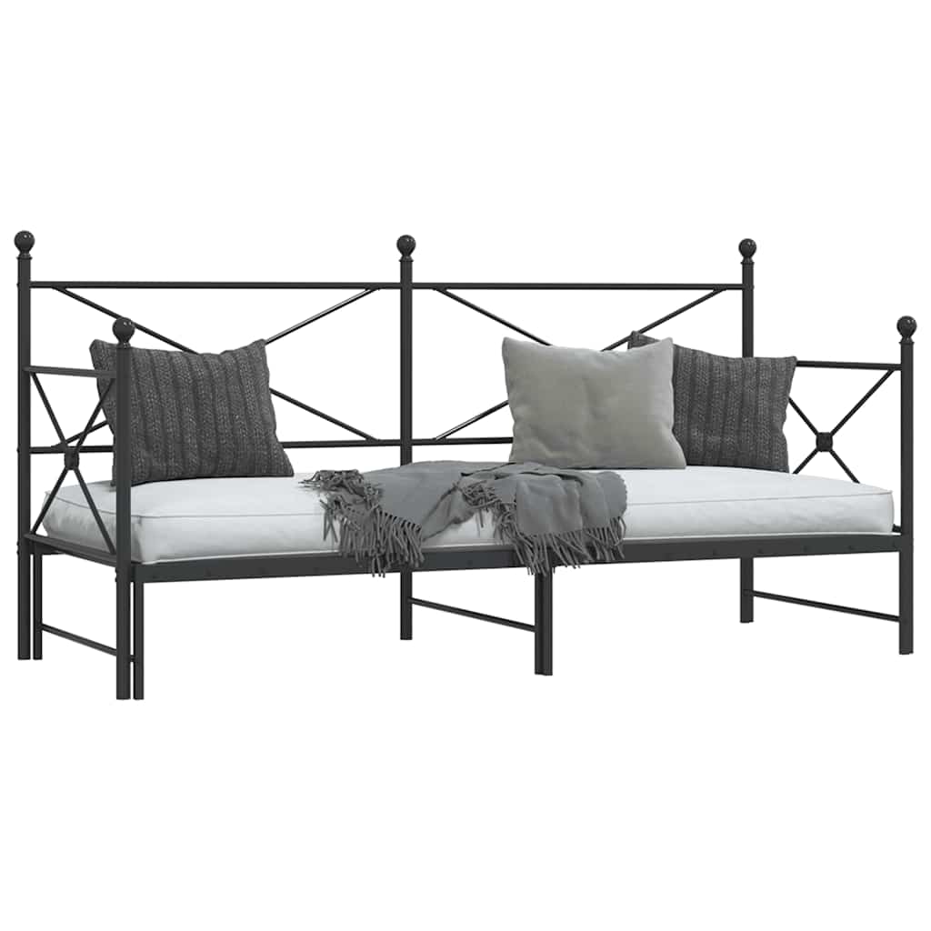 vidaXL-vuodesohva vyörykkeellä ilman patjaa Musta 90x200 cm Teräs
