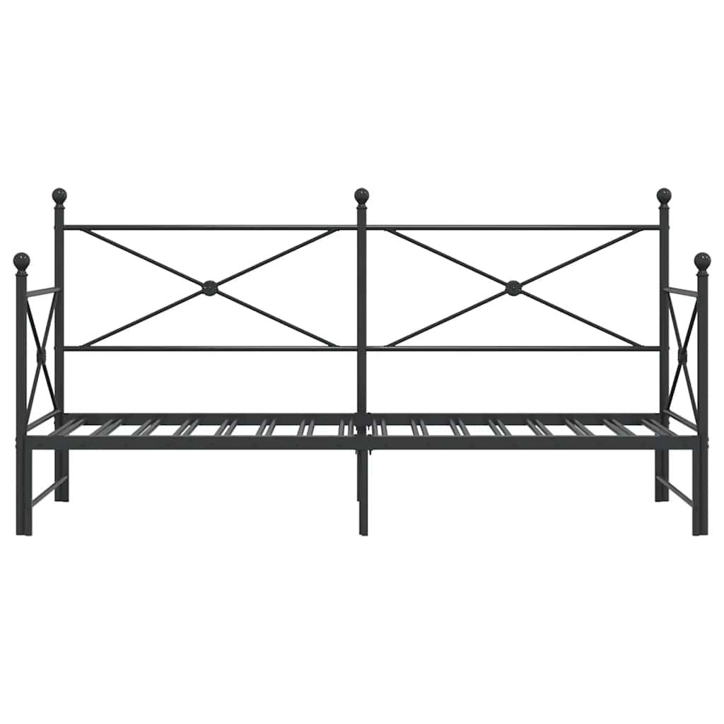 vidaXL-vuodesohva vyörykkeellä ilman patjaa Musta 90x200 cm Teräs