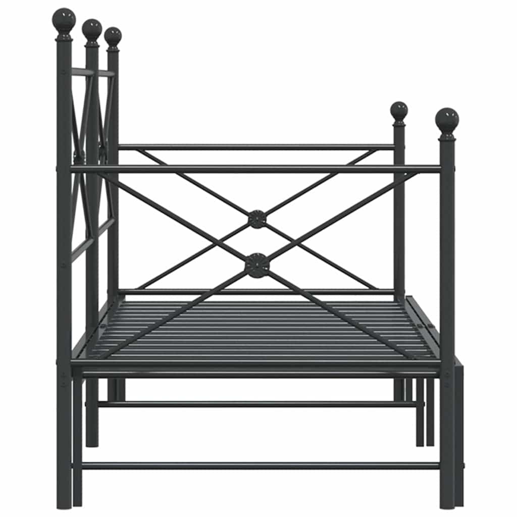 vidaXL-vuodesohva vyörykkeellä ilman patjaa Musta 90x200 cm Teräs