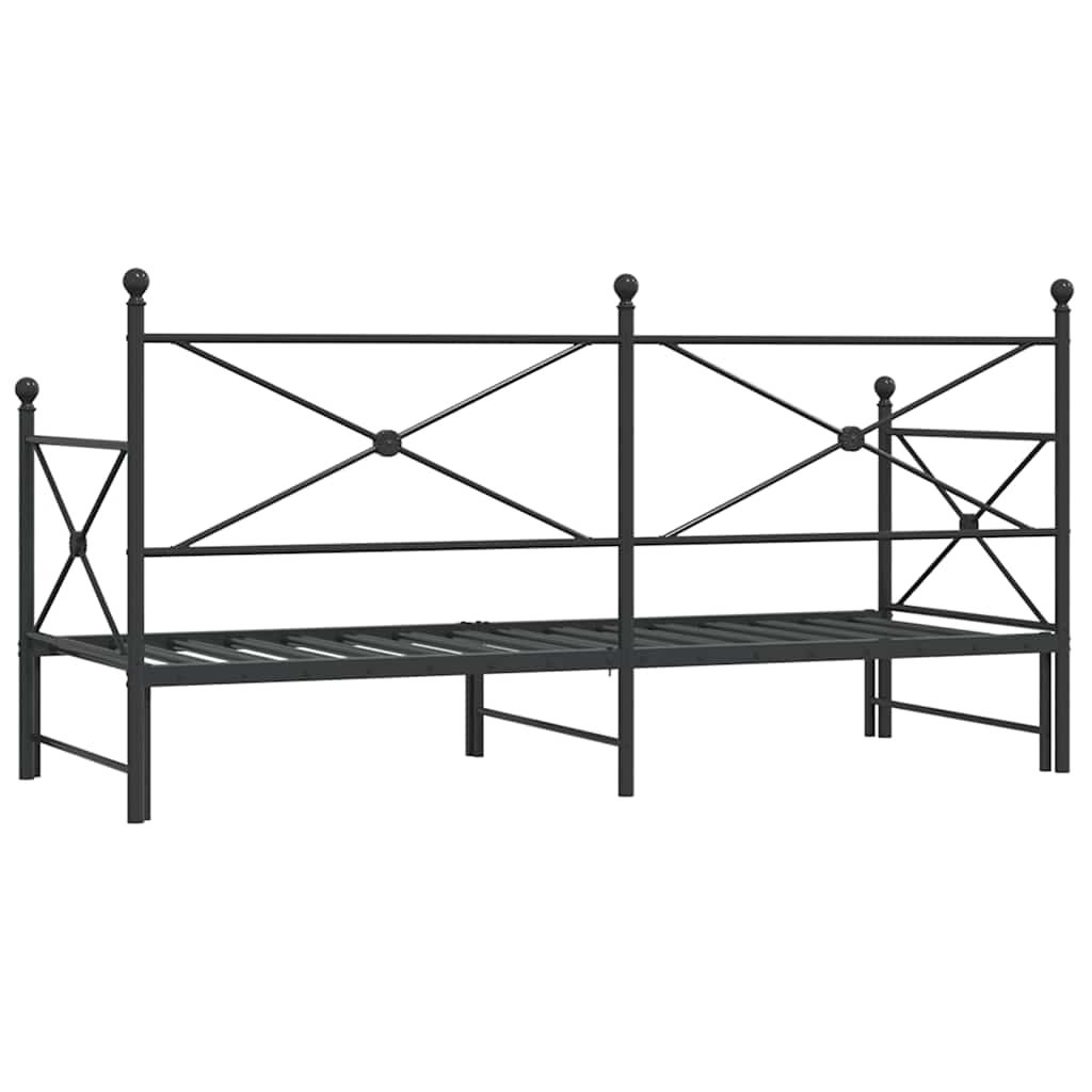 vidaXL-vuodesohva vyörykkeellä ilman patjaa Musta 90x200 cm Teräs