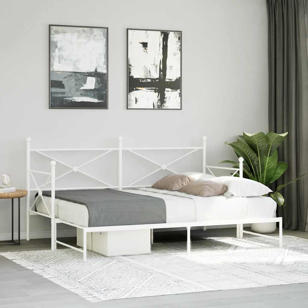 vidaXL-sohvasänky ilman patjaa Valkoinen 90x200 cm Teräs