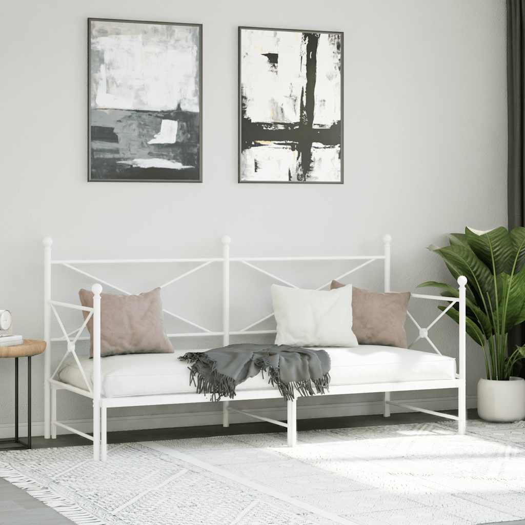 vidaXL-sohvasänky ilman patjaa Valkoinen 90x200 cm Teräs