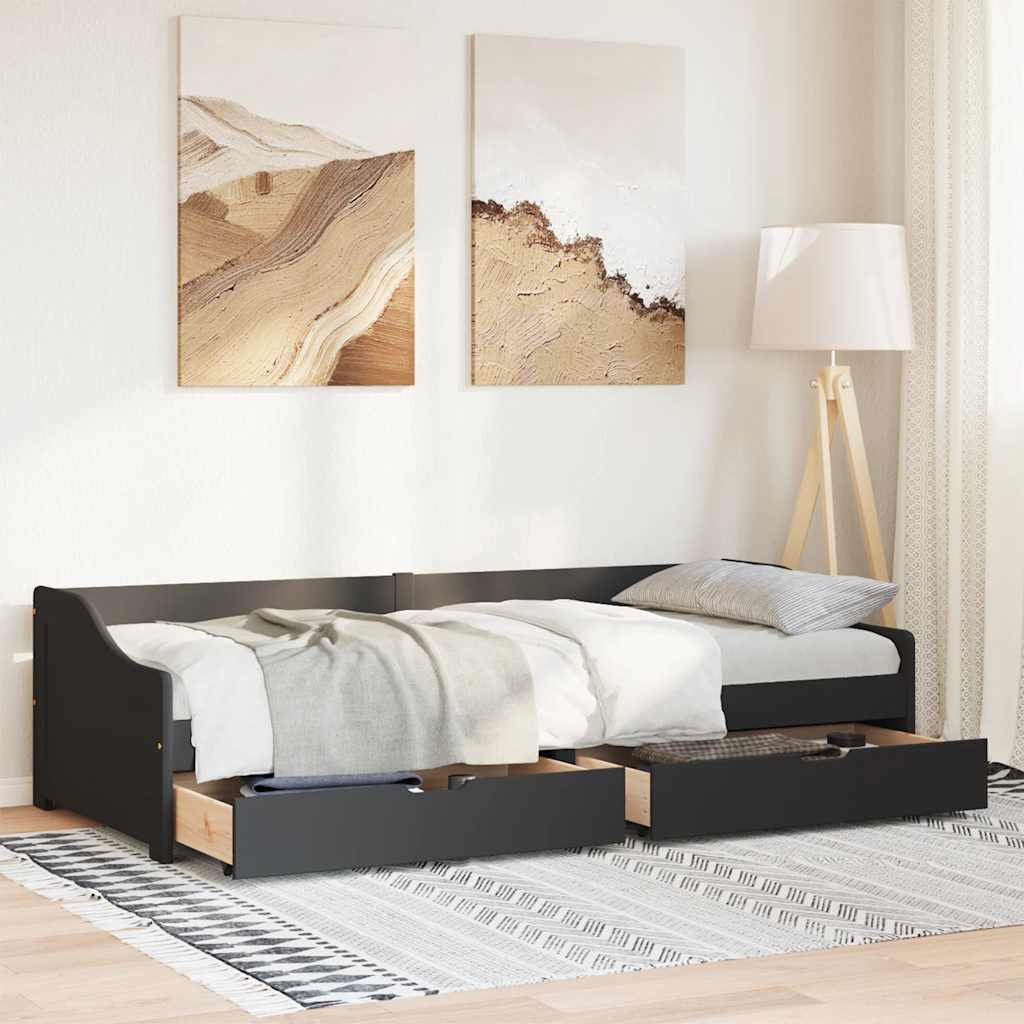 vidaXL-sohvasänky kahdella laatikolla ilman patjaa IRUN musta 90x200cm