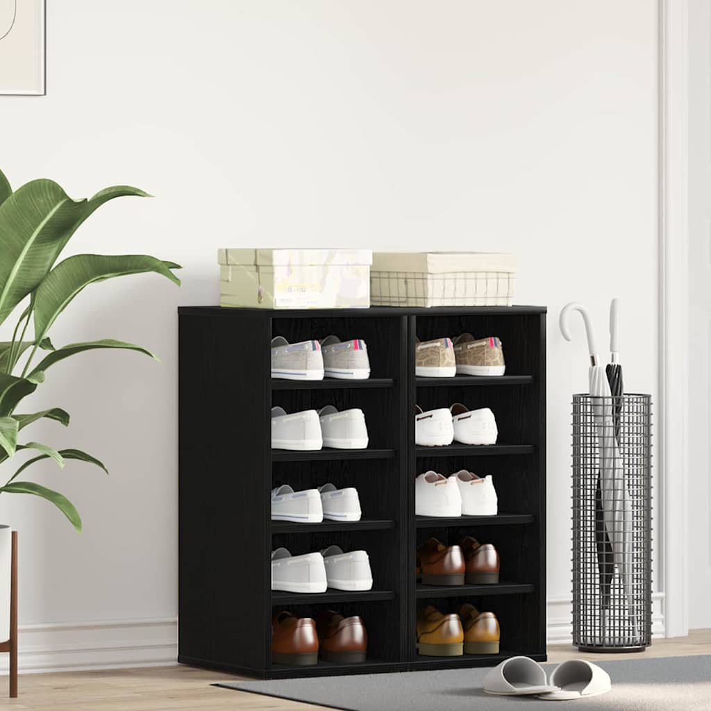 vidaXL Kengäteline 2 kpl Musta Tammi 32x35x70 cm Tekninen Puu