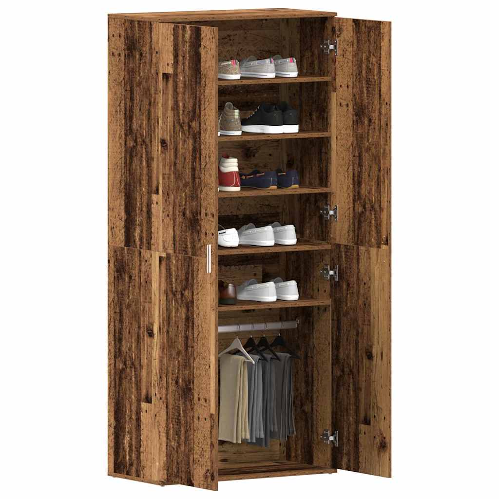 vidaXL Kengätalli Vanha Puu 80x39x180 cm Tekninen Puu