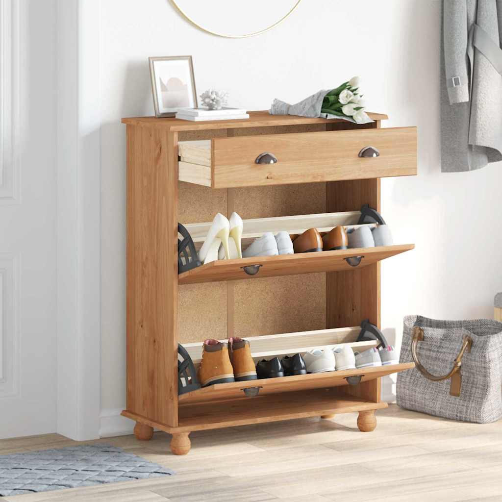 vidaXL Kengäteline "ASKIM" 85x35x108 cm Täysipuu Mänty
