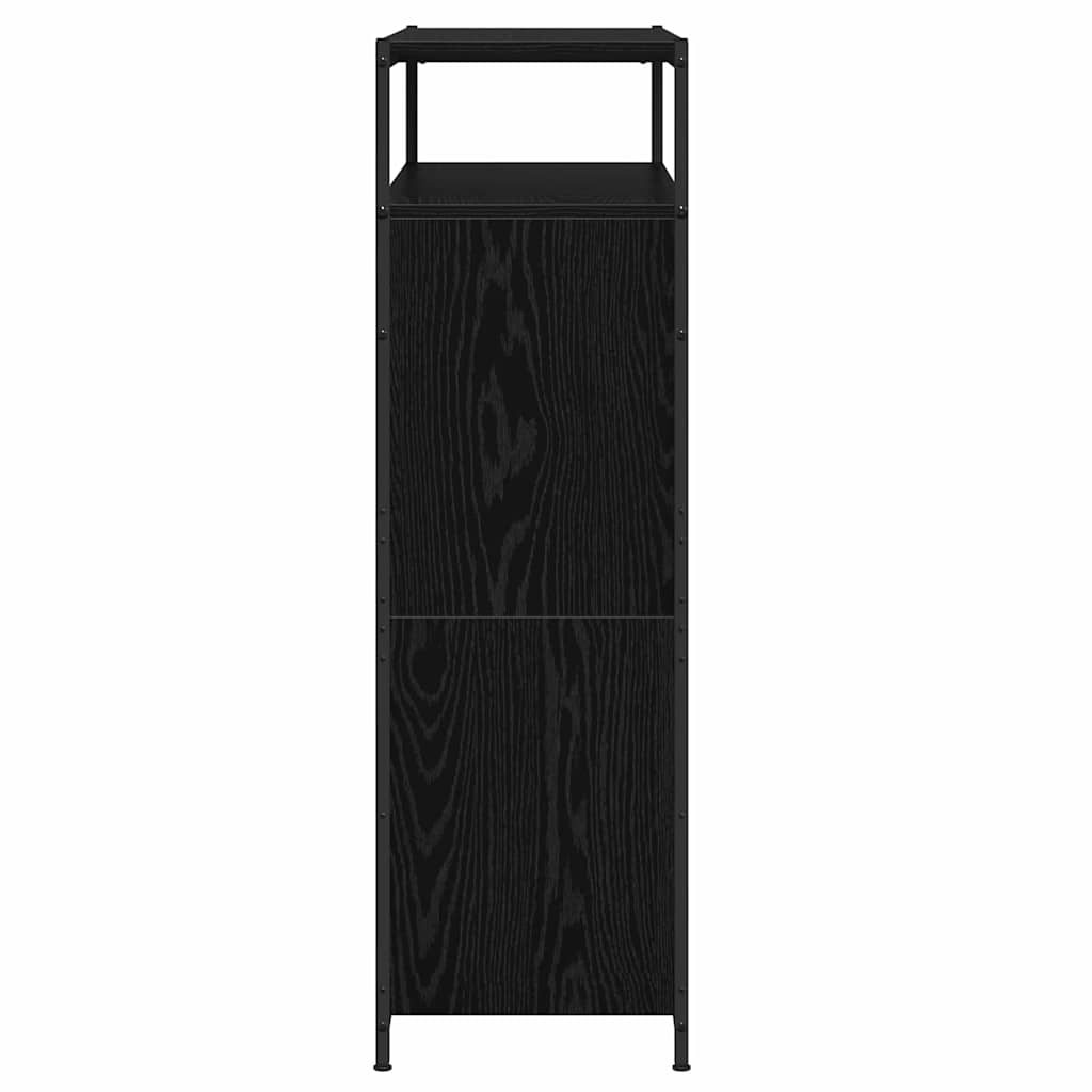 vidaXL kengäteline 4 kääntyvällä laatikolla Musta tammi 100x34x112 cm