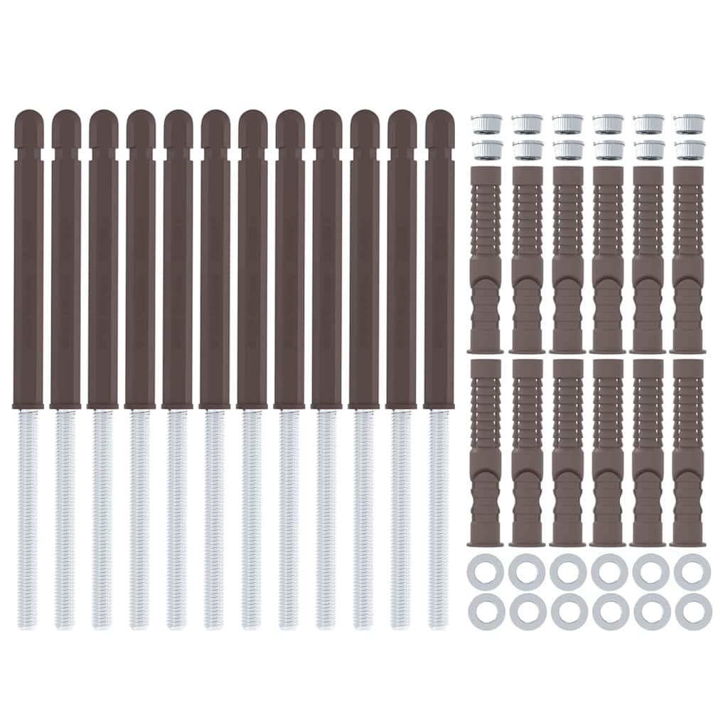 vidaXL Kelluvat hyllykannattimet 12 pcs Ruskea Ø10 x 170 mm Teräs