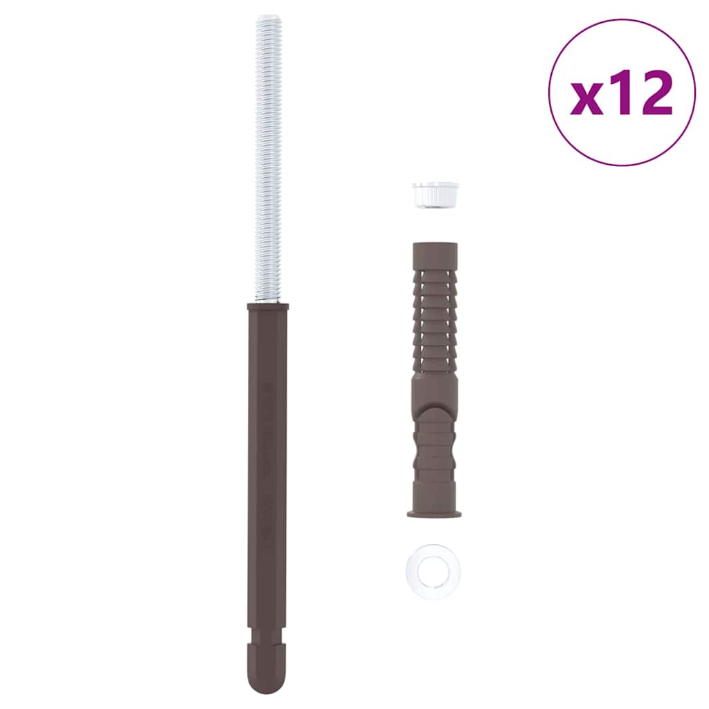 vidaXL Kelluvat hyllykannattimet 12 pcs Ruskea Ø10 x 170 mm Teräs
