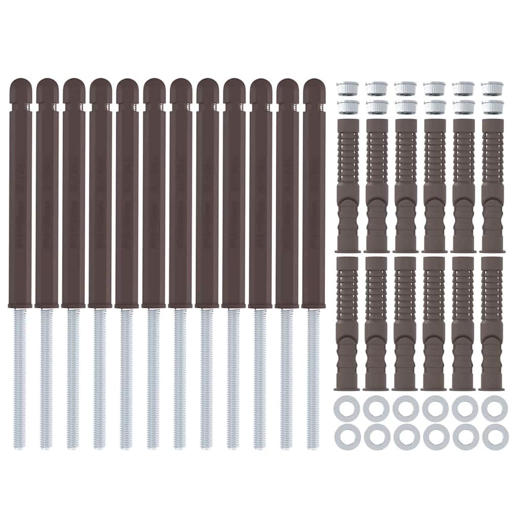 vidaXL Kelluvat hyllykannattimet 12 pcs Ruskea Ø12 x 190 mm Teräs