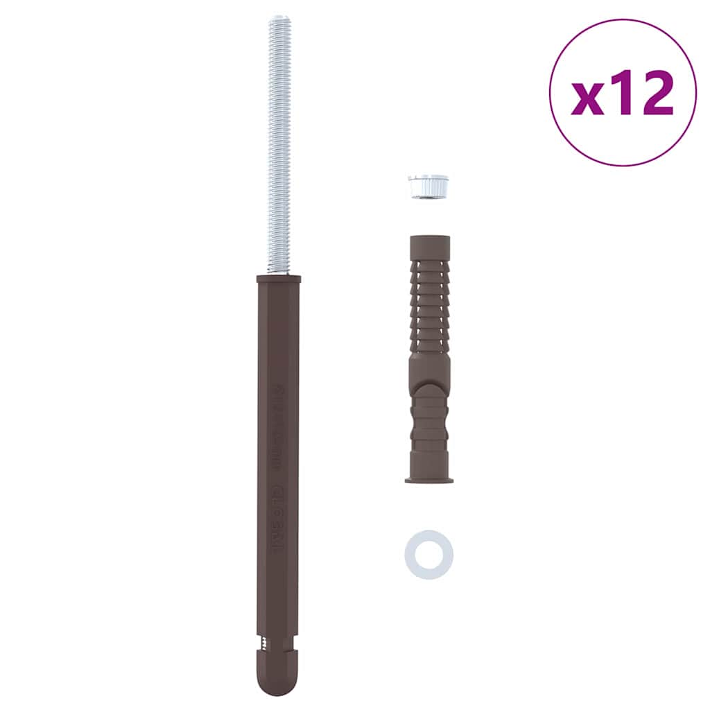 vidaXL Kelluvat hyllykannattimet 12 pcs Ruskea Ø12 x 190 mm Teräs