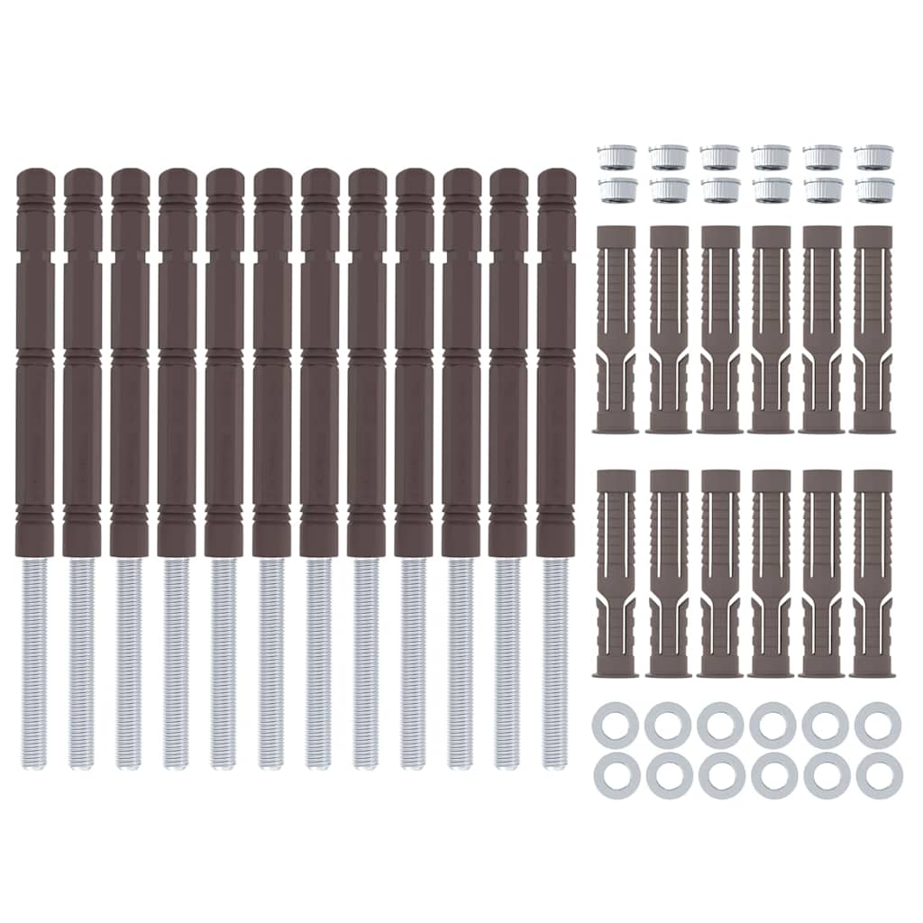 vidaXL Kelluvat hyllykannattimet 12 pcs Ruskea Ø14 x 210 mm Teräs