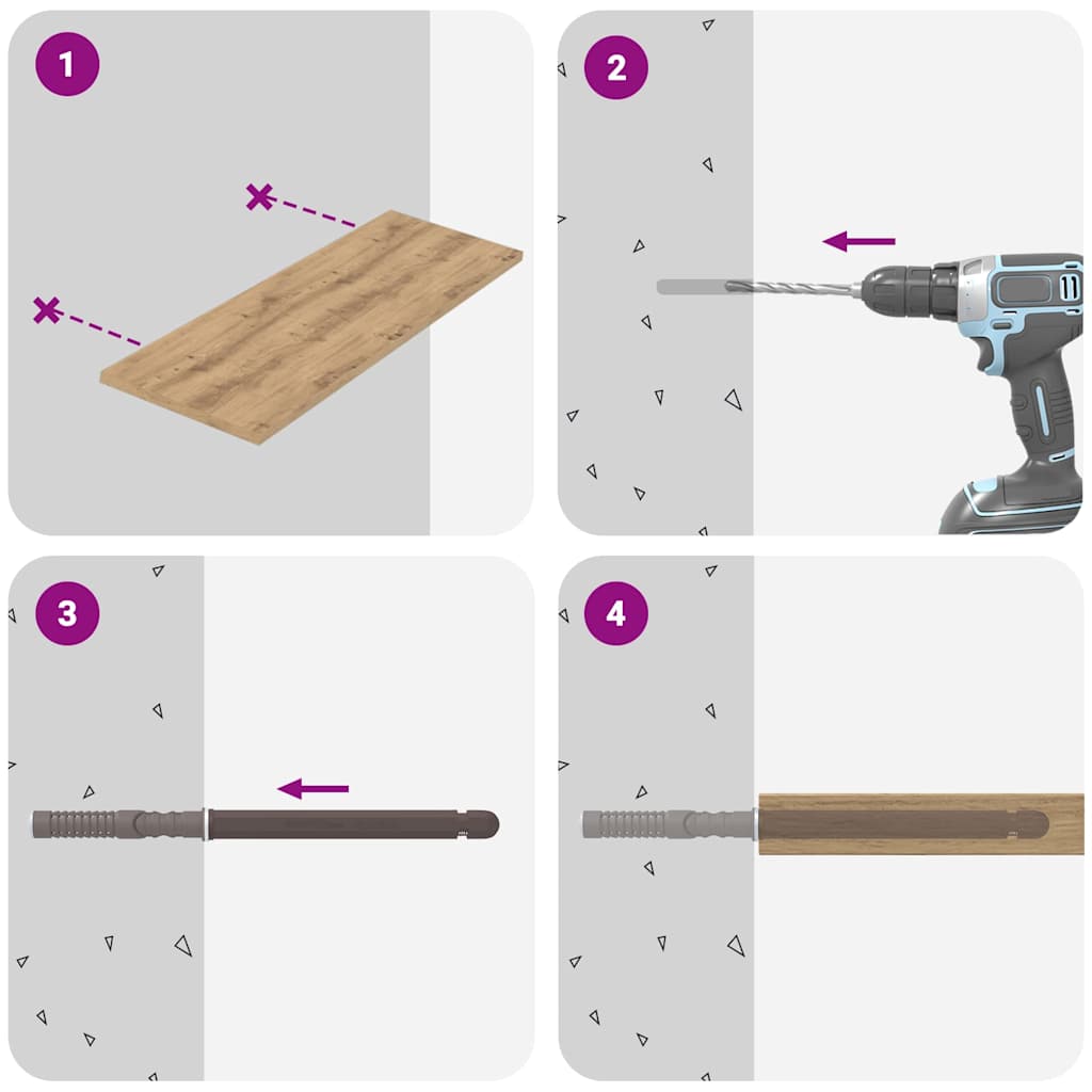 vidaXL Kelluvat hyllykannattimet 12 pcs Ruskea Ø14 x 210 mm Teräs