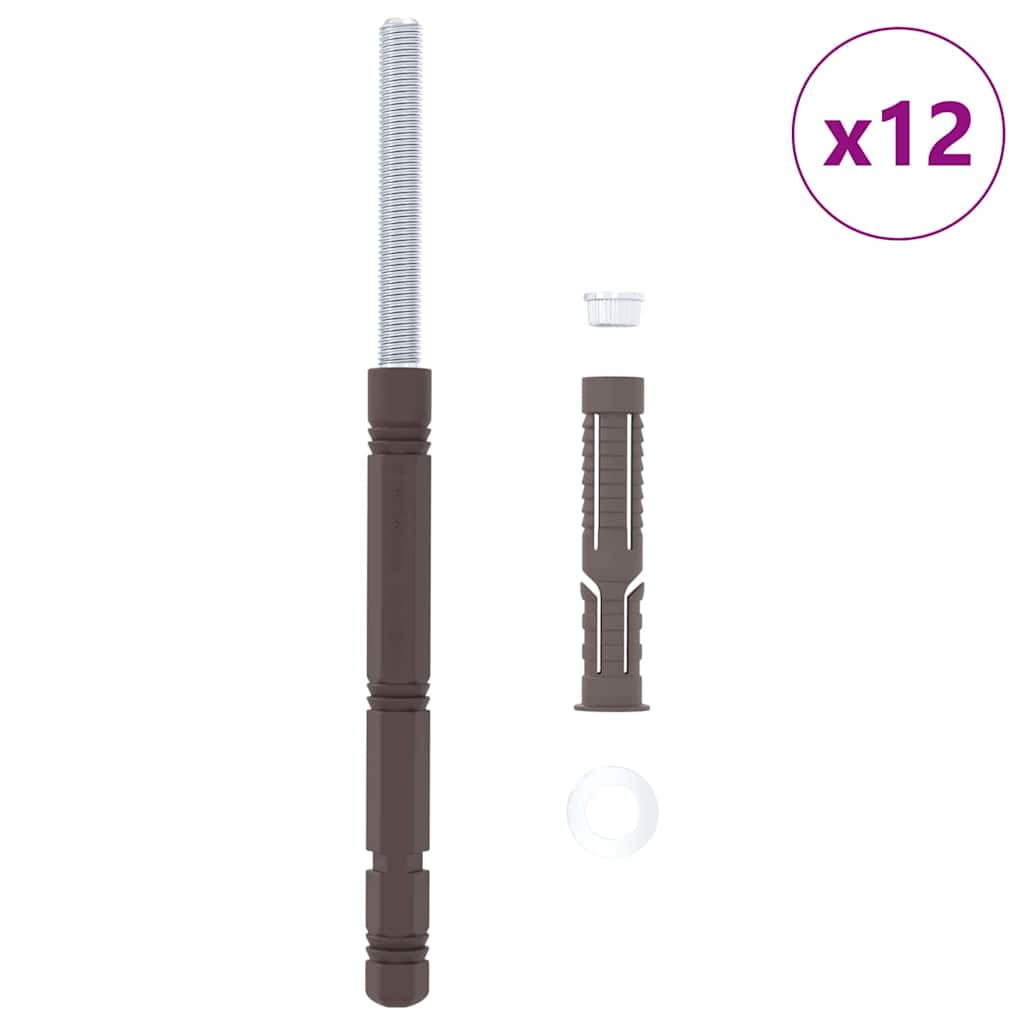 vidaXL Kelluvat hyllykannattimet 12 pcs Ruskea Ø14 x 210 mm Teräs