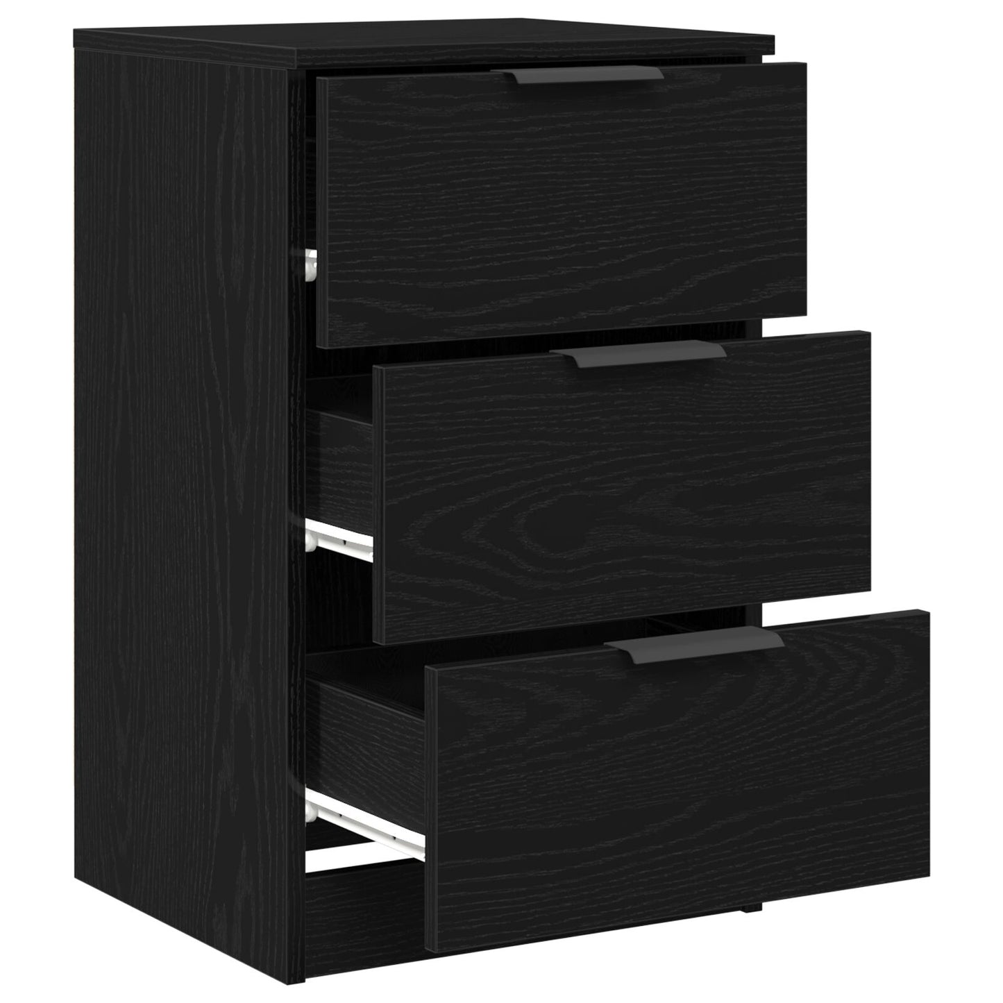 vidaXL Yöpöydät 2 kpl Musta Tammi 40x65x65 cm Teknistä puuta