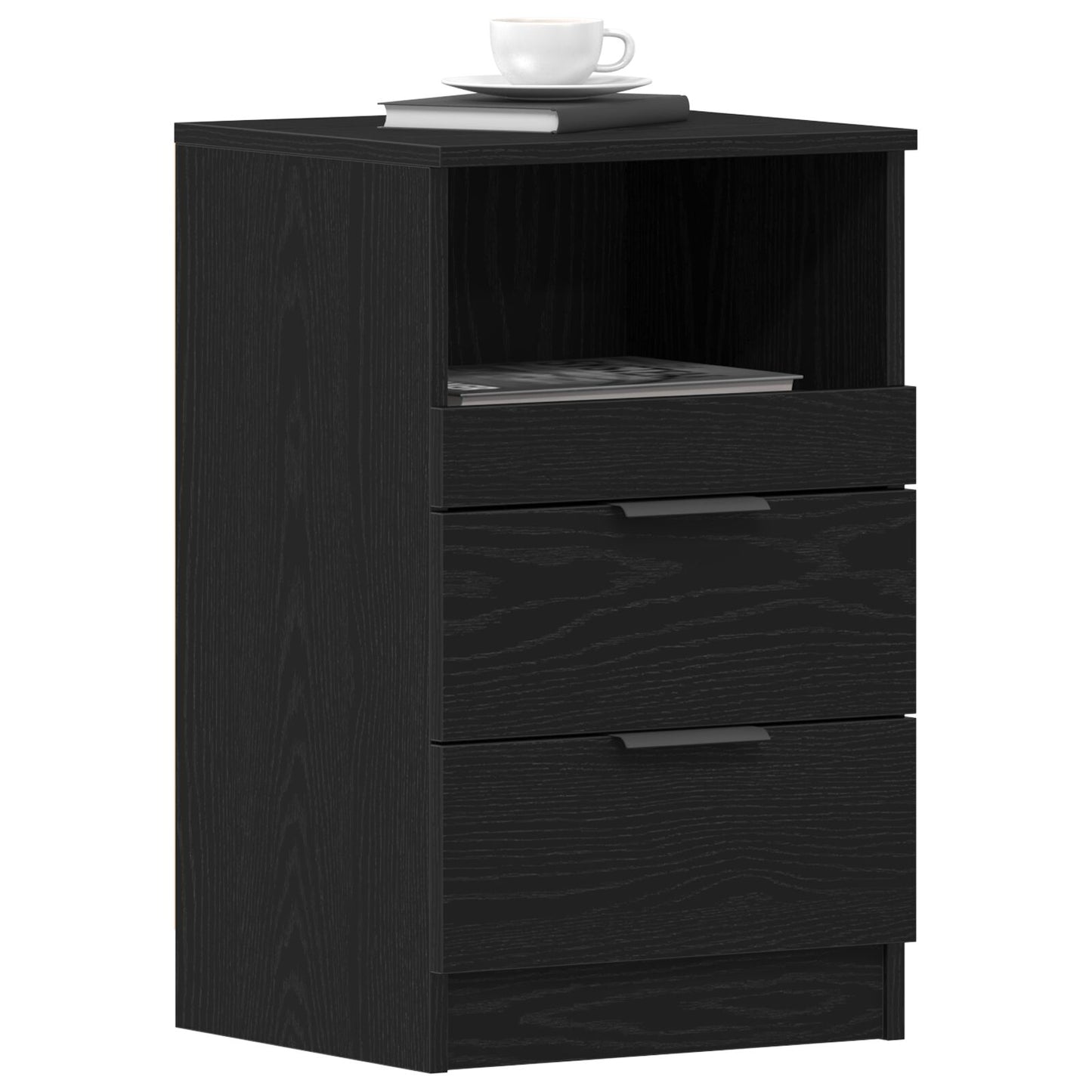 vidaXL Yöpöydät 2 kpl Musta Tammi 40x35x65 cm Tekninen puu