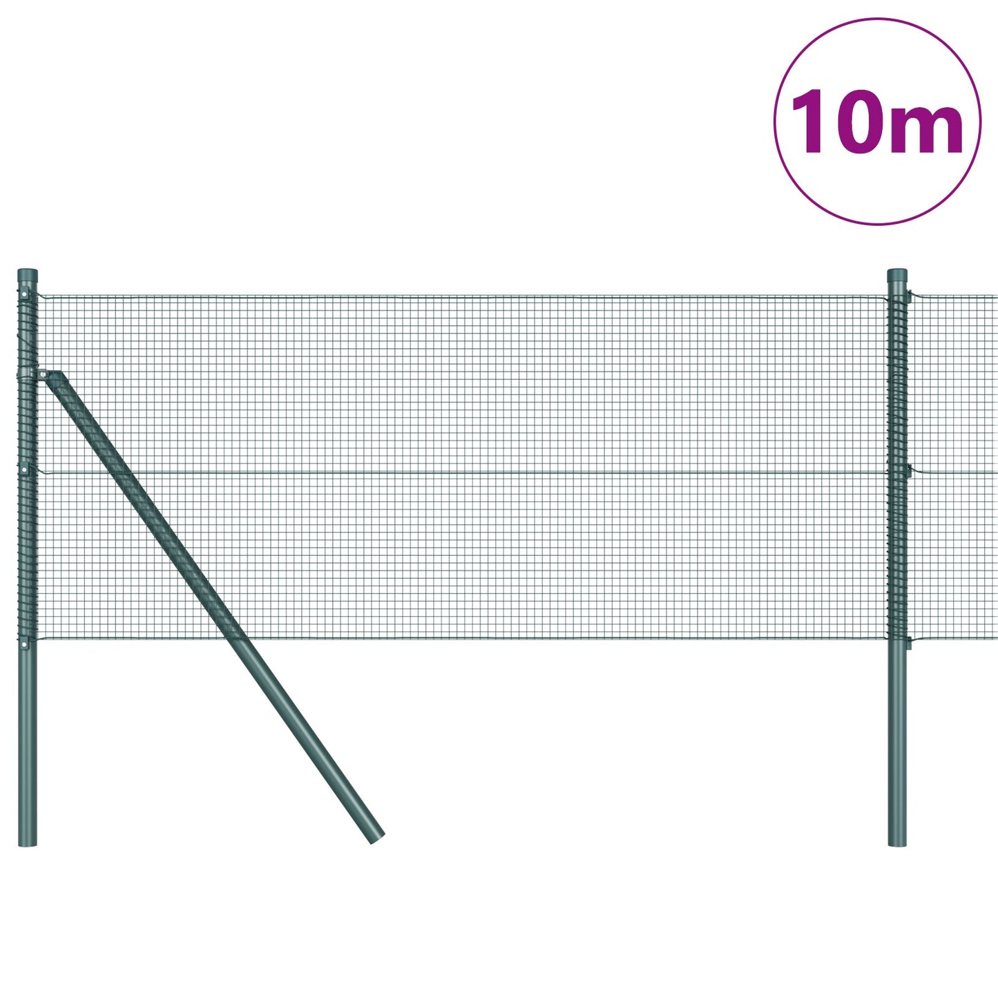 vidaXL Hitsaustuotteiden aita 7 pylvästä Vihreä 0.6x10 m Teräs