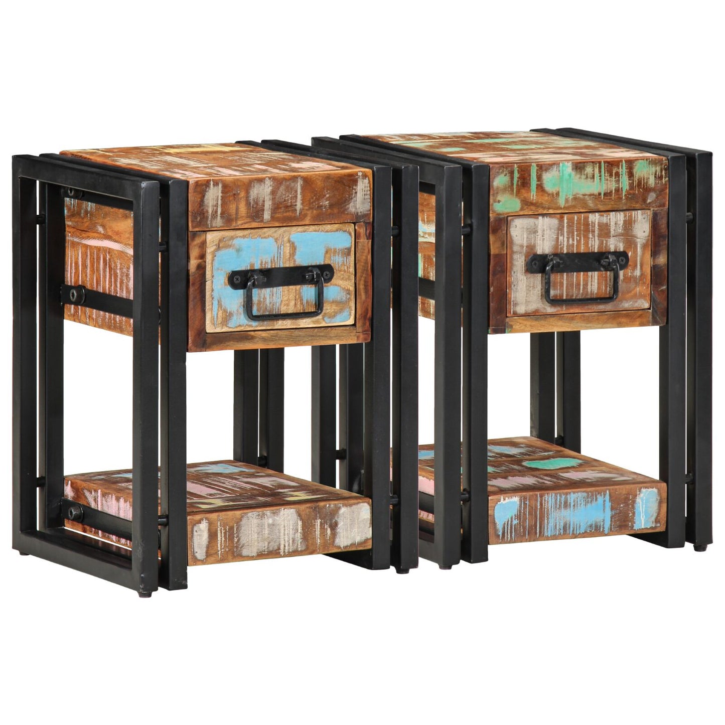 vidaXL Yöpöydät 2 kpl 40x40x40 cm Täyskierrätetty puu