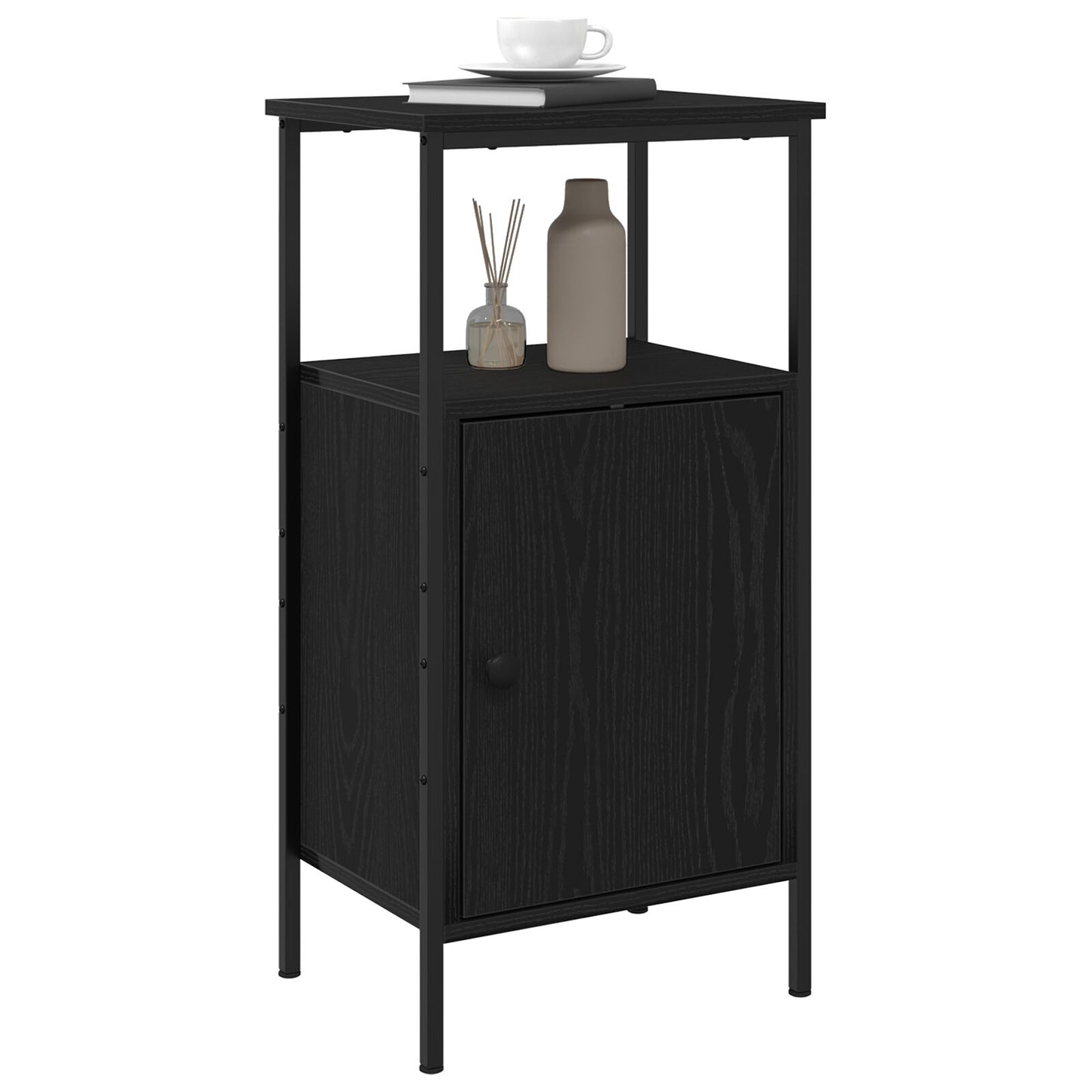 vidaXL Yöpöydät 2 kpl Musta Tammi 41x31x80 cm Kestävä Puu
