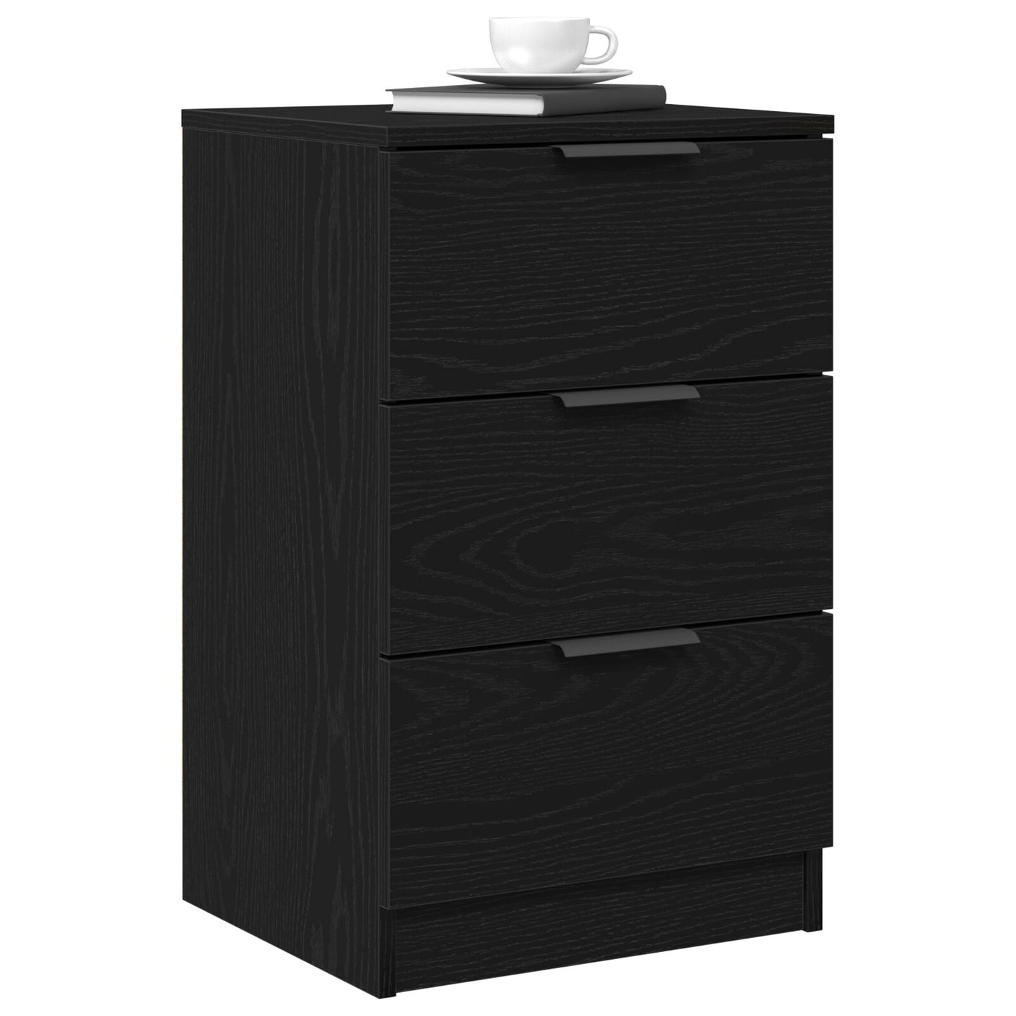 vidaXL Yöpöydät 2 kpl Musta Tammi 40x65x65 cm Teknistä puuta