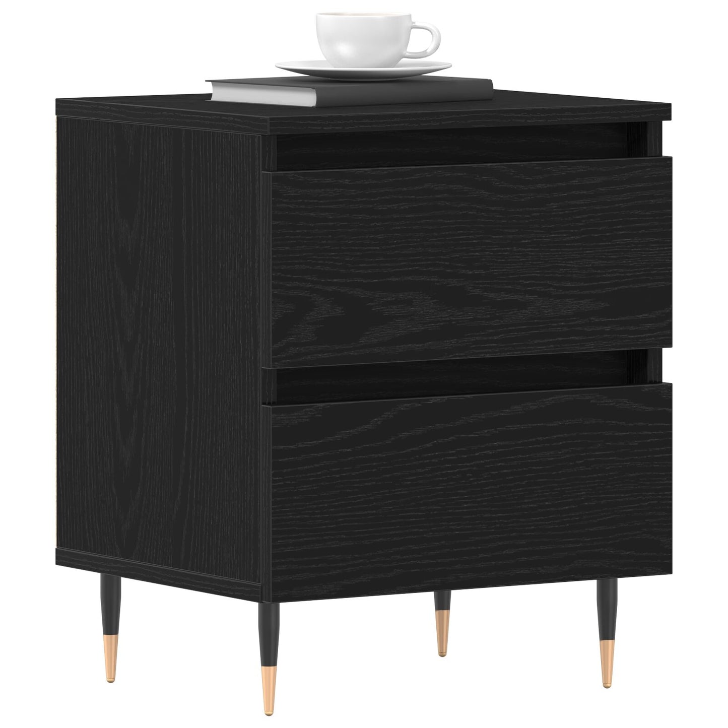 vidaXL Yöpöydät 2 kpl Musta Tammi 40x35x50 cm Keinotekoinen Puu
