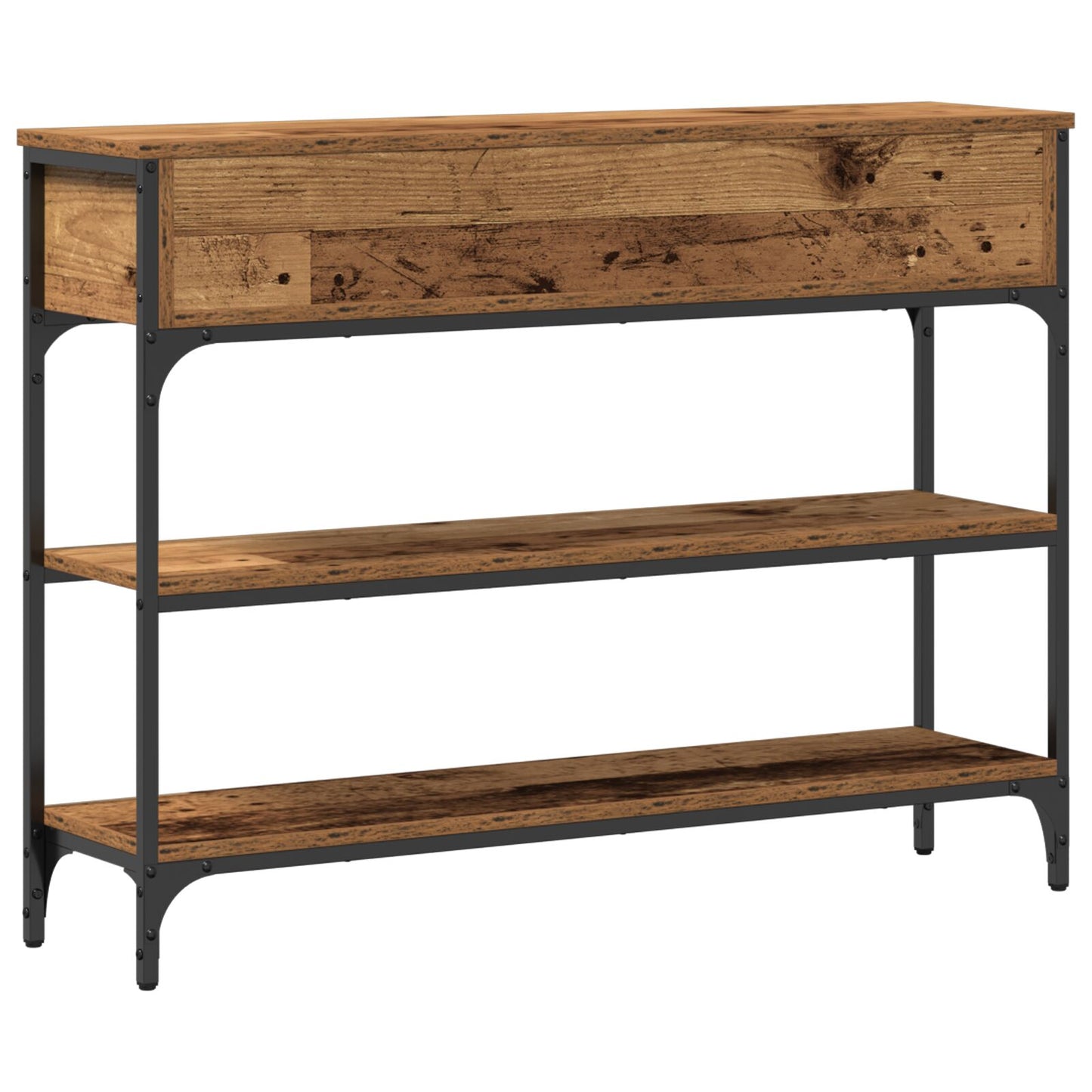 vidaXL Konsoli Pöytä Vanha Puu 100x25x75 cm Korkealuokkainen Puu ja Teräs