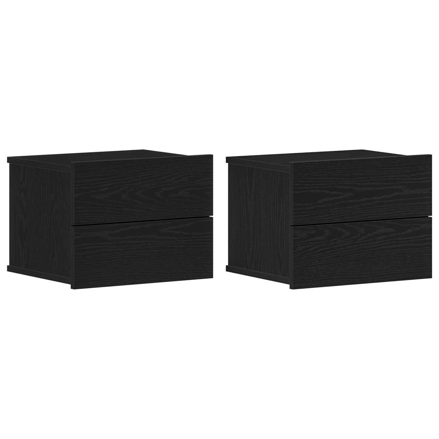 vidaXL Yöpöydät 2 kpl Musta Tammi 40x30x30 cm Tekninen puu