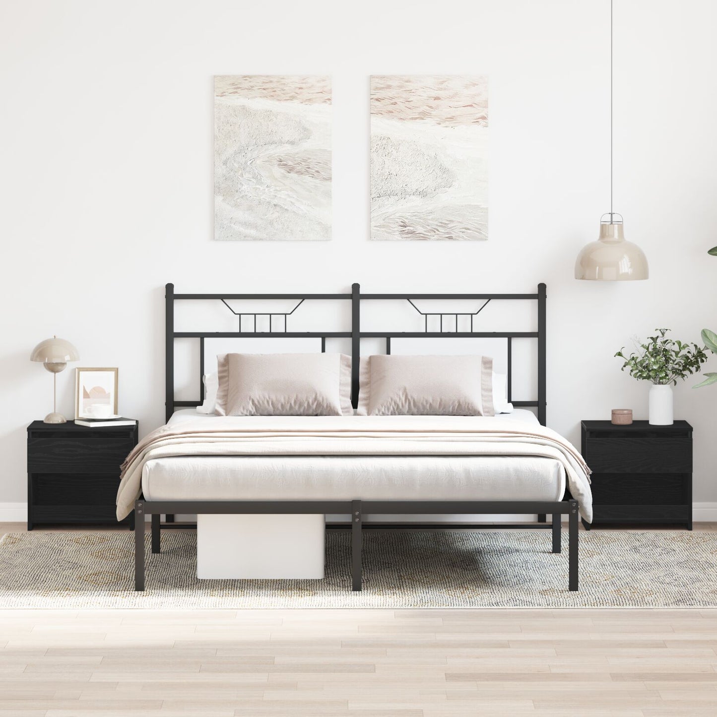 vidaXL Yöpöydät 2 kpl Musta Tammi 40x30x39 cm Tekninen Puu