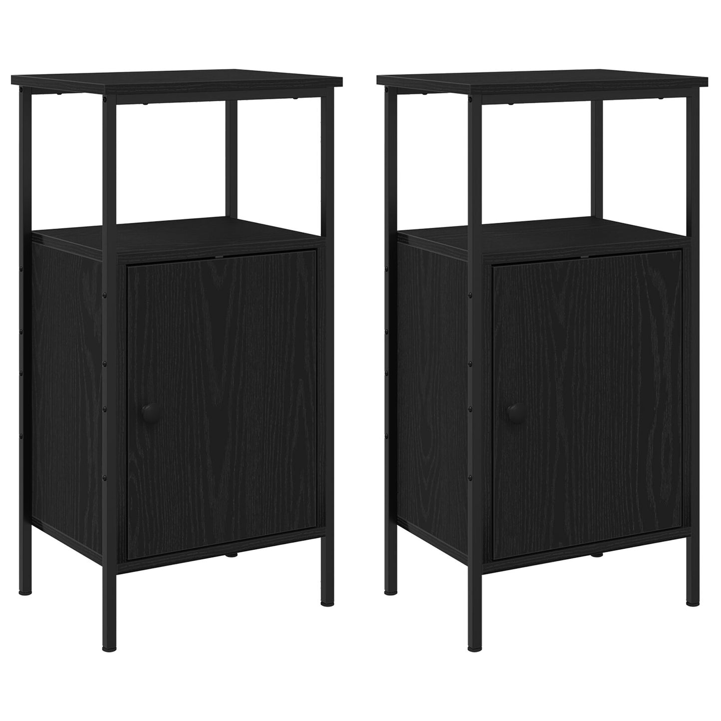 vidaXL Yöpöydät 2 kpl Musta Tammi 41x31x80 cm Kestävä Puu