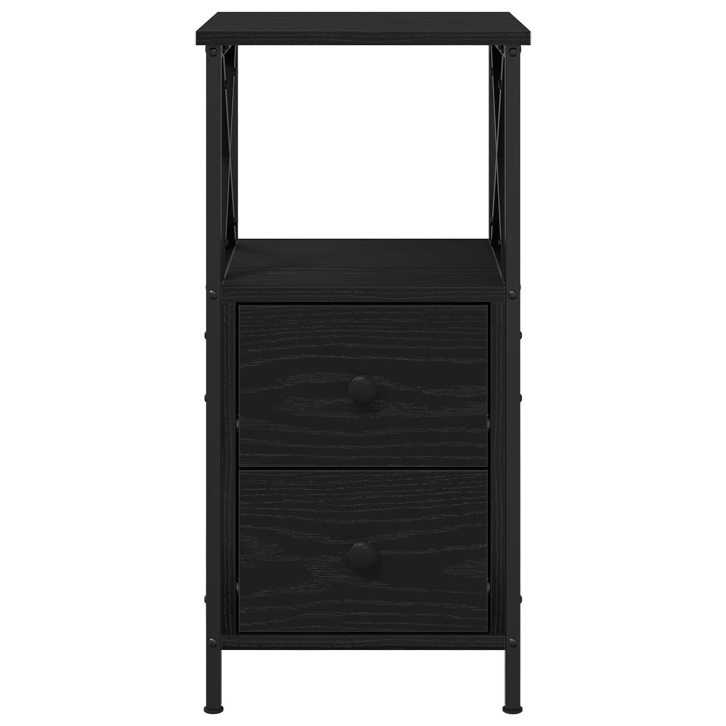 vidaXL Yöpöydät 2 kpl Musta Tammi 34x35,5x70 cm Tekninen puu