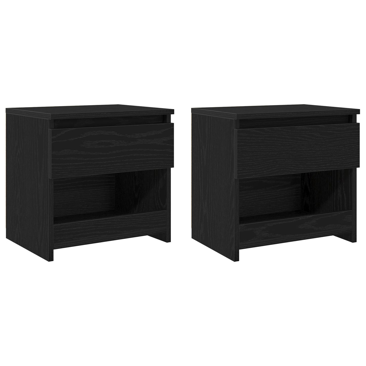 vidaXL Yöpöydät 2 kpl Musta Tammi 40x30x39 cm Tekninen Puu