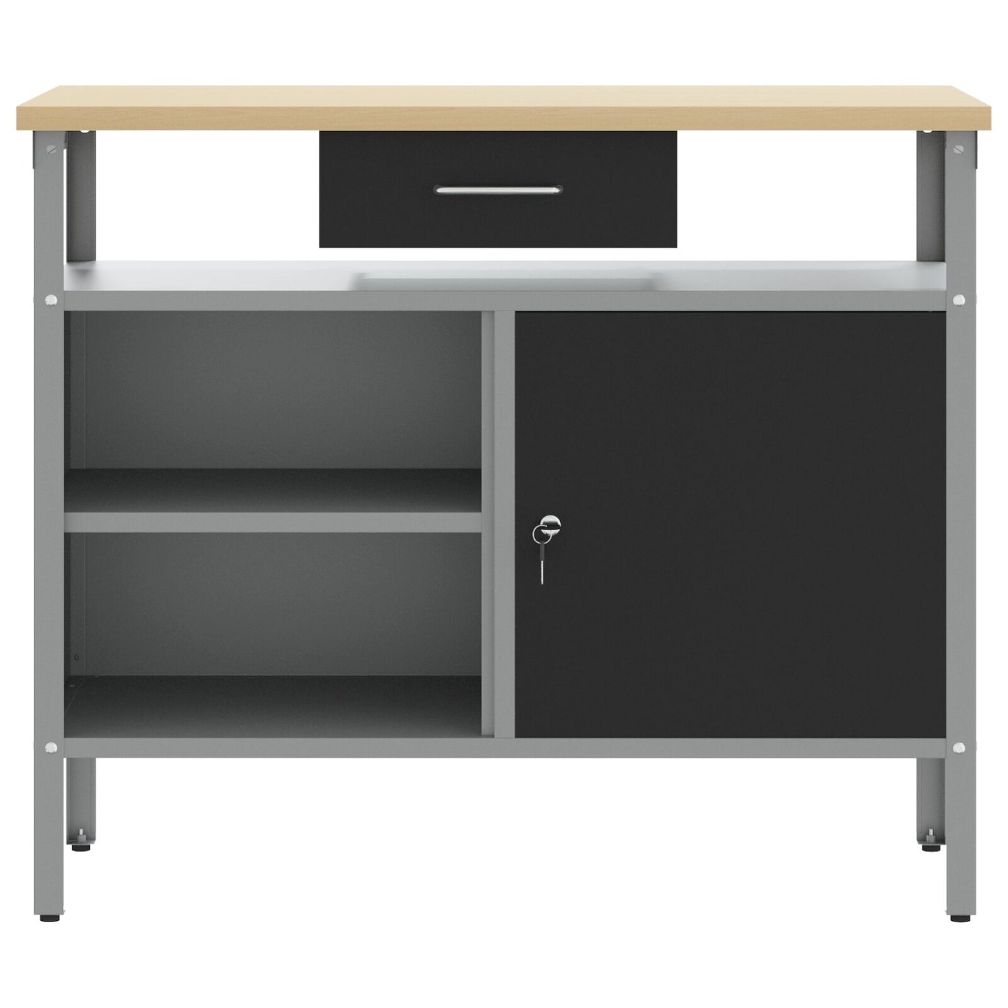 vidaXL Työpöytä lukittavalla ovella Musta 100x55x85 cm Teräs