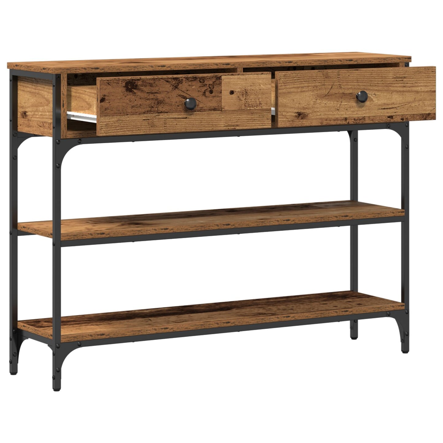 vidaXL Konsoli Pöytä Vanha Puu 100x25x75 cm Korkealuokkainen Puu ja Teräs