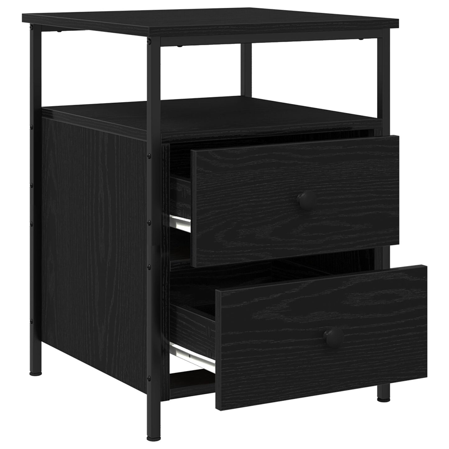 vidaXL Yöpöydät 2 kpl Musta Tammi 44x45x60 cm Tekninen Puu