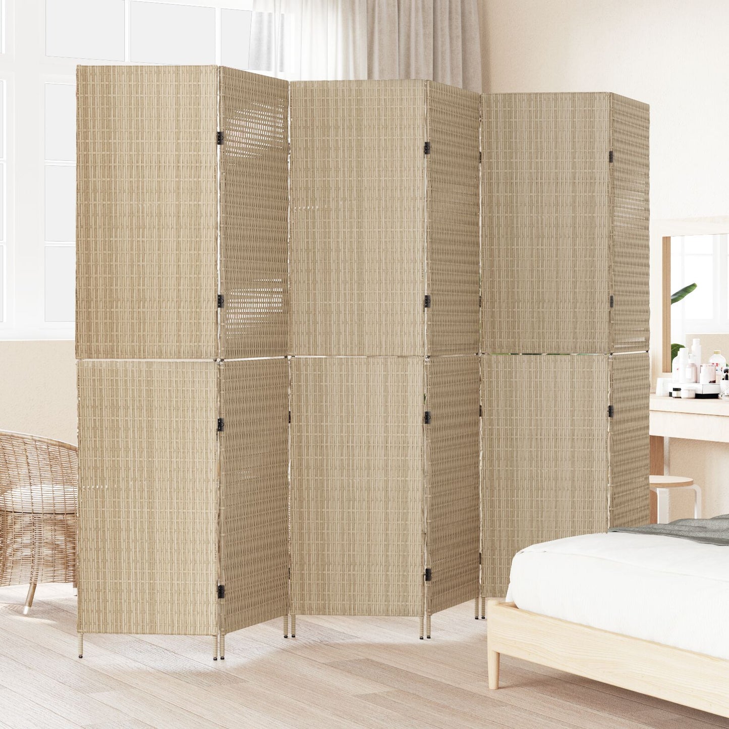 vidaXL huoneen jakajat Beige Puu Iso Kokoontaitettava Huoneen jakaja